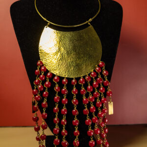 Royal Drip Brass Fringe Bib Necklace