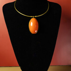 Amber Drop Brass Pendant Choker